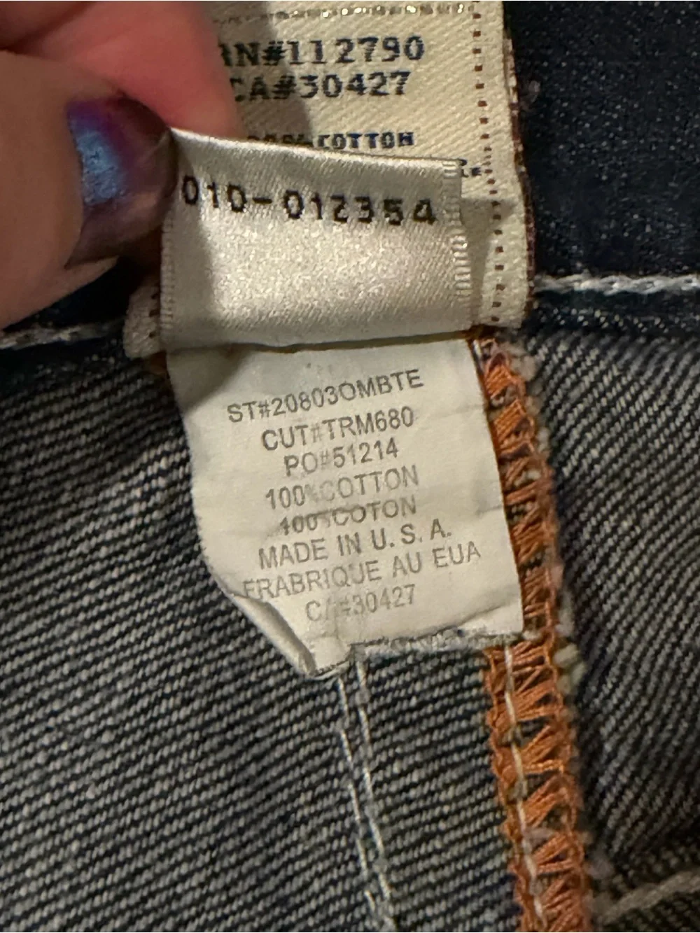 Y2K True Religion Men's Billy Dark Blue Jeans White Stitching